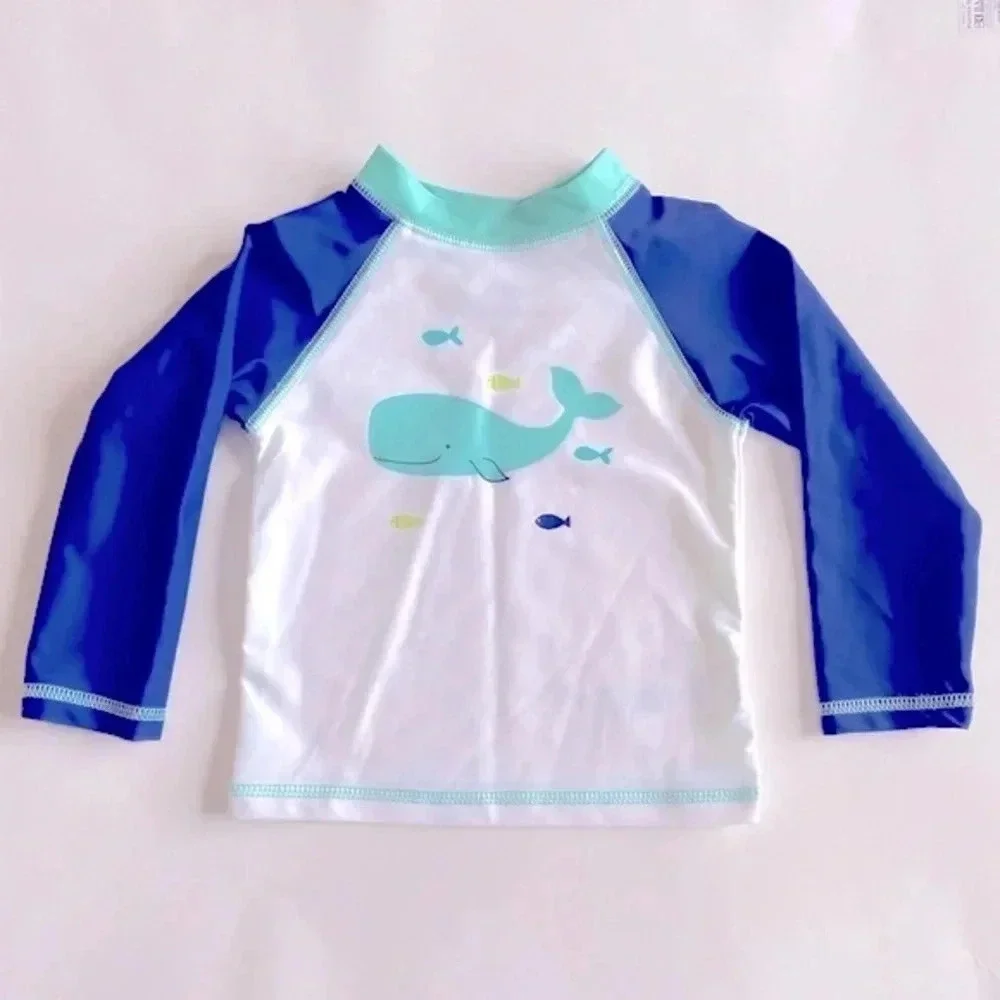 Little Me Blue Whale Colorblock Pullover Swimwear Rash Guard 12-18 Months NWOT